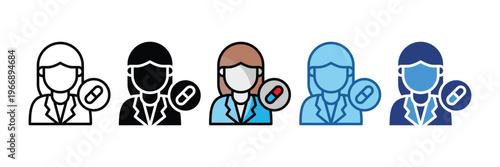 Pharmacist  Icon Set Multiple Style Collection