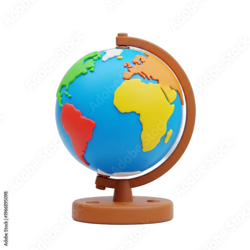 Vibrant desktop world globe model for learning geography and Earth science