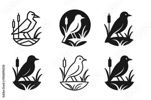Wildlife Conservation Logos. Wildlife habitats and endangered species conservation. Icon set. Set Logo of Wildlife habitats and endangered species