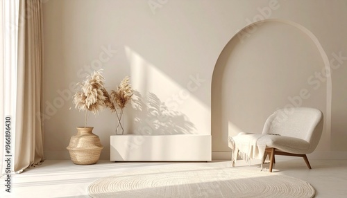 Neutral tone interior with beige, cream, and soft textures