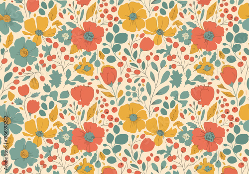 Seamless floral surface design with pastel watercolor blooms and soft artistic texture for modern decor