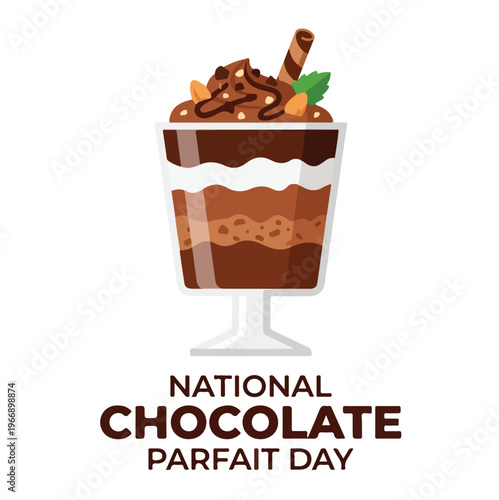 Chocolate Parfait Dessert in Glass.