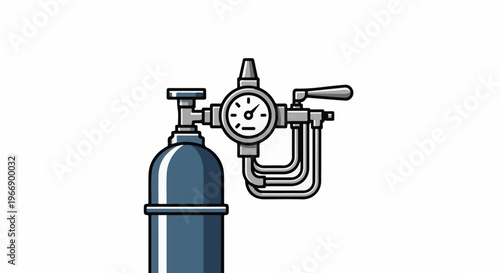 Industrial regulator and gauge attached to a gas cylinder