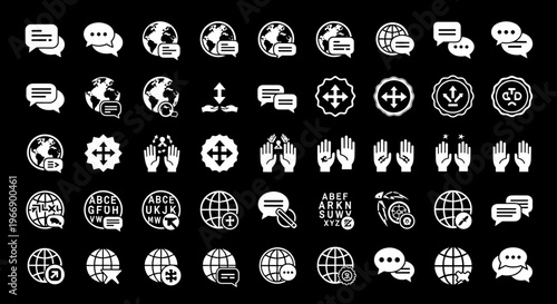 Collection of Global Communication and Technology Icons.