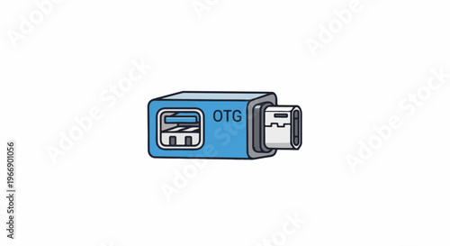 Blue USB OTG adapter with USB-A port on one end and micro-USB on the other