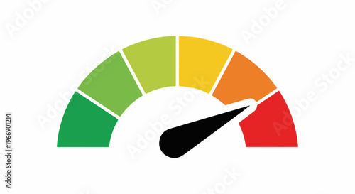 Gauge with colored segments and a black indicator needle