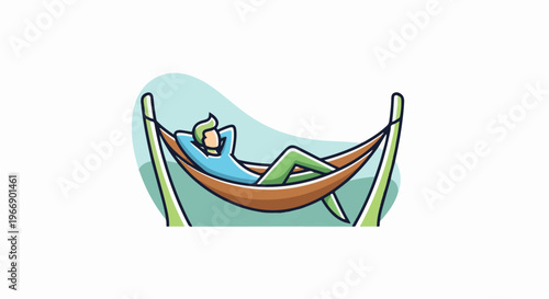 Person relaxing peacefully in a hammock, arms behind head