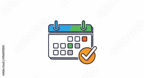 Calendar with marked days and a checkmark icon, indicating scheduling