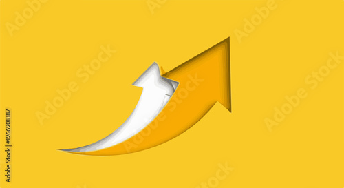 Orange and white arrows indicating upward movement on yellow background