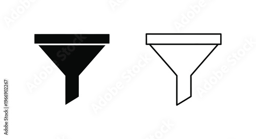 a black and a black outlined funnel icon Vector
