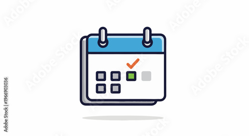 Stylized calendar icon with a checkmark and highlighted day