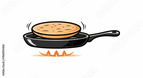 Pancake cooking on stovetop with visible heat waves