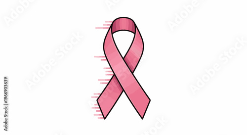 Pink ribbon illustration with a watercolor effect on white background