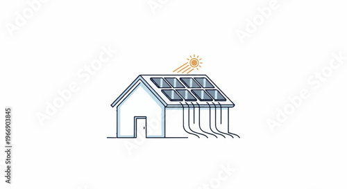 House with solar panels on roof harnessing sun's energy