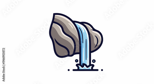 Stylized rocks with a stream of water cascading downwards