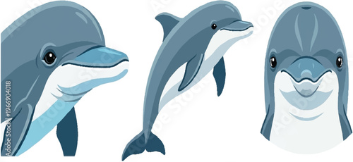 Modern Silhouette of a Bottlenose Dolphin Aquatic Nature Branding.