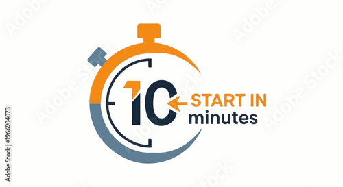 Stopwatch icon showing "10" and text "START IN minutes