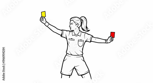 Referee showing yellow and red cards in a sports match