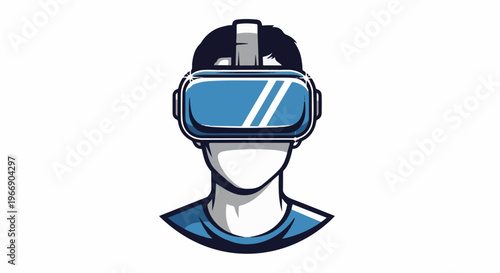 Stylized illustration of a person wearing a virtual reality headset