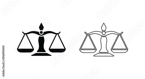 a black and white scales of justice icon set Vector