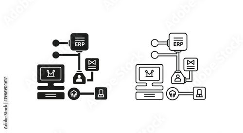erp system integration with various business applications and services Vector