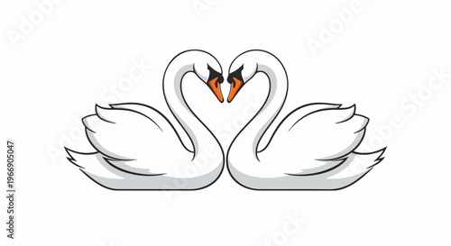 Two white swans forming a heart shape with their necks