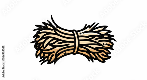 Bundle of straw tied with string, illustrative style