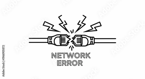 Network connection severed, represented by frayed plugs and lightning