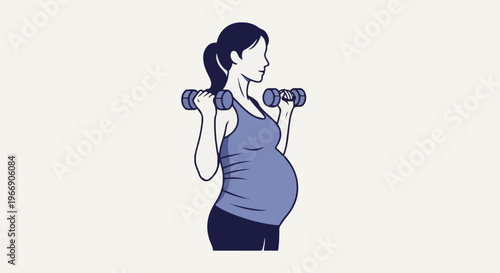 Pregnant woman in silhouette doing bicep curls with weights