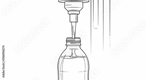 Line drawing of liquid being dispensed into a bottle