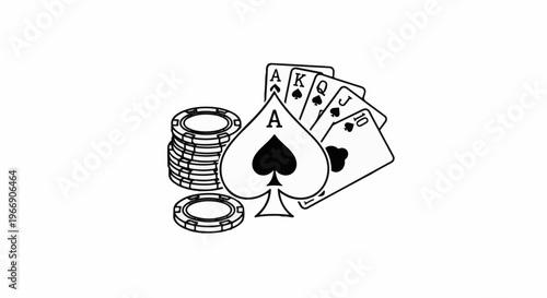 A hand of poker cards with spade ace and chips