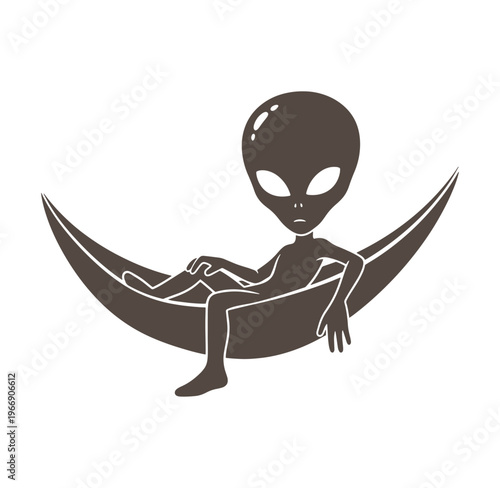 Alien in hammock relaxing outdoors in a peaceful atmosphere