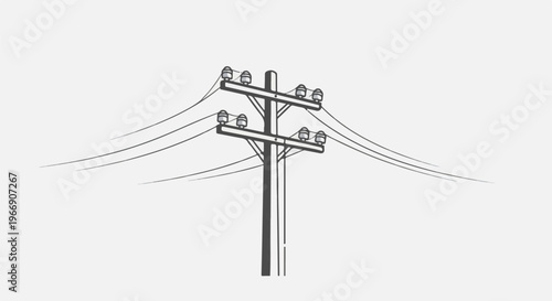 Stylized illustration of a utility pole with electrical wires