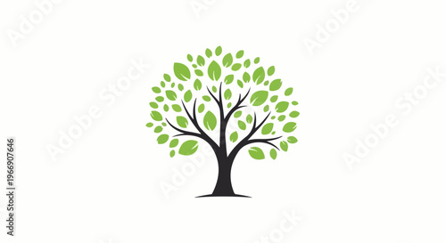 A stylized tree with black branches and a white background