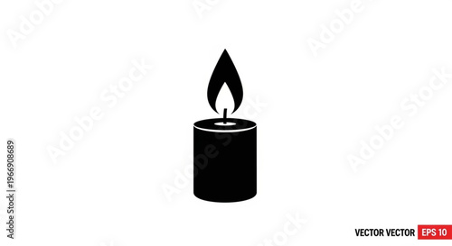 A minimalist vector graphic of a lit candle with a simple flame