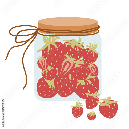 Jar of Strawberry Jam Homemade Preserve