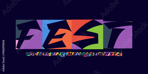 Color Font Logo Alphabet Vector Fun Letter Set Festival Typography, Art Typographic Design for Kids Zone Title, Toy Headline, Birthday, Type Fest Lettering Logotype, Colorful Fonts. Vector Typeface