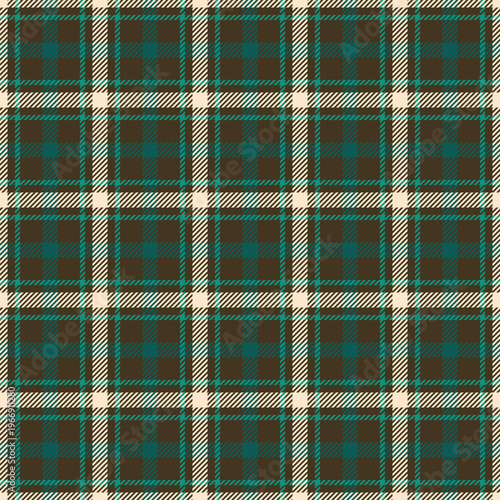 Classy pattern textile texture, detailed background check vector. Mens shirt plaid fabric tartan seamless in dark and teal colors.