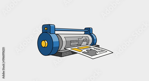 Blue printing machine with paper feed and print