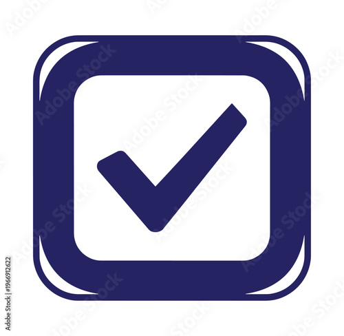 Blue checkmark in a square box symbol for confirmation and approval icons
