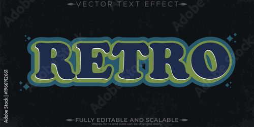 Retro sticker text effect, editable 70s and 80s text style