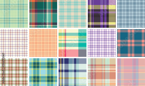 Plaid pack designed for licensing projects. Market ready tartan styles suit scrapbooks, cards, and DIY kits. Vector files stay flexible.