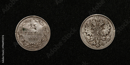 antique silver coin 25 pence