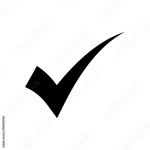 Black checkmark vector icon, symbolizing approval, completion, and success.