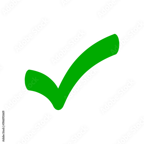 Simple green hand-drawn checkmark icon on a clean white background, representing approval, completion, or correctness.