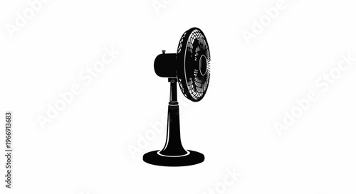 Black oscillating fan on a white background