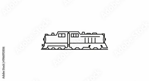 Black outline drawing of a two-part locomotive on a white background