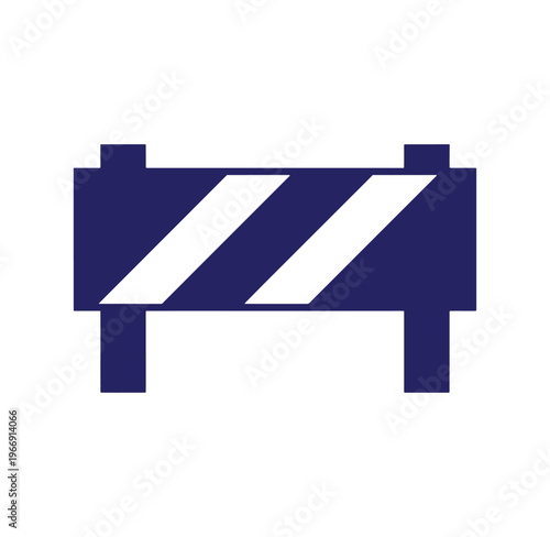 road barrier with diagonal white stripes on blue background