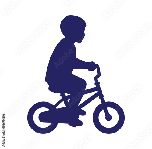 Silhouette of a child riding a bicycle  young kid on bike