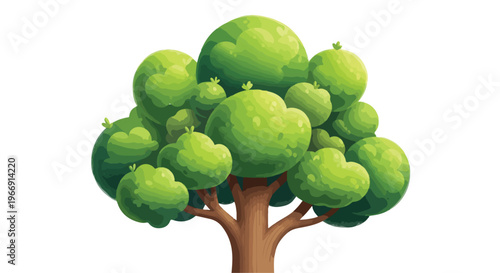 Cartoon Style Green Tree Vector Illustration isolated PNG with Transparent Background